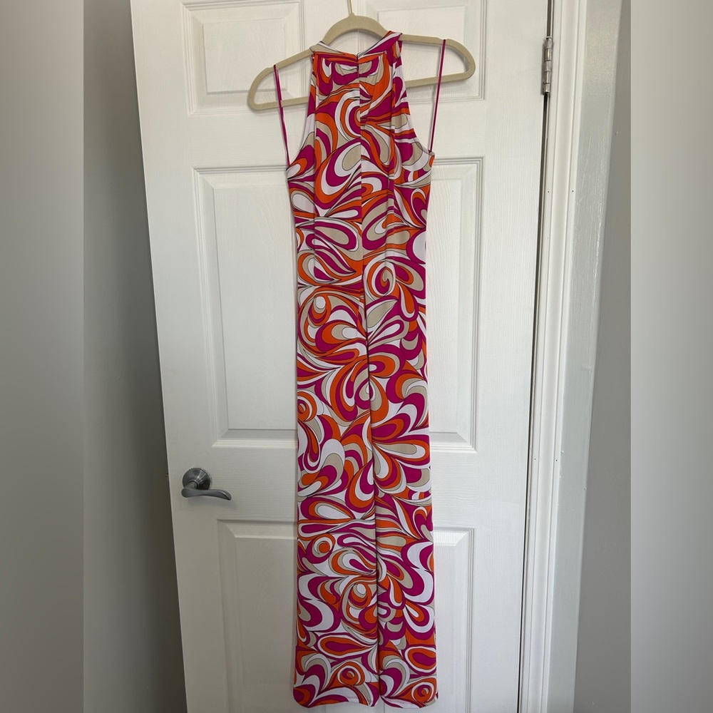 Michael Kors Vibrant Swirl retro Pattern Maxi Dress